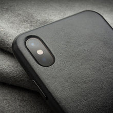 For iPhone X / XS QIALINO Shockproof Kangaroo Skin Leather Protective Case(Black)