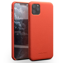 For iPhone 11 Pro QIALINO Shockproof Top-grain Leather Protective Case(Orange)