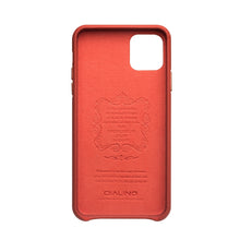 For iPhone 11 Pro QIALINO Shockproof Top-grain Leather Protective Case(Orange)