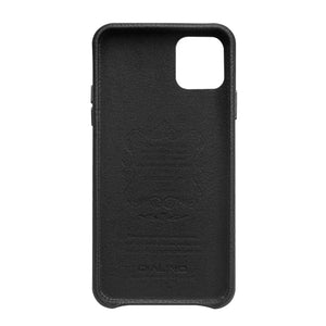 For iPhone 11 Pro QIALINO Shockproof Top-grain Leather Protective Case(Black)