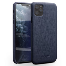 For iPhone 11 Pro Max QIALINO Shockproof Top-grain Leather Protective Case(Royal Blue)