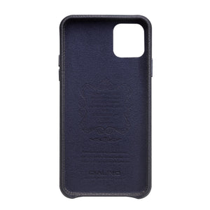 For iPhone 11 Pro Max QIALINO Shockproof Top-grain Leather Protective Case(Royal Blue)