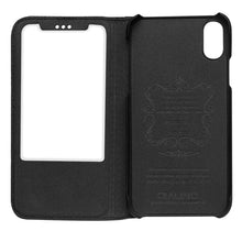 For iPhone X / XS QIALINO Lizard Texture Horizontal Flip Leather Case with Smart View Window & Sleep / Wake-up Function(Black)
