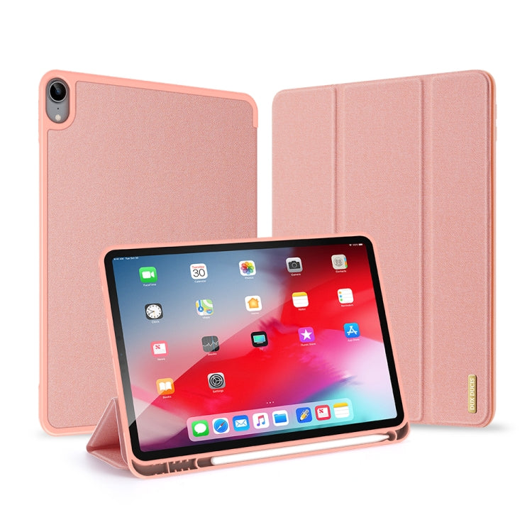 For iPad Air 2022 / 2020 10.9 DUX DUCIS Domo Series Horizontal Flip Magnetic TPU + PU Leather Case with Three-folding Holder & Pen Slot(Pink)