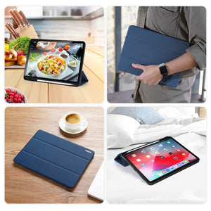 For iPad Air 2022 / 2020 10.9 DUX DUCIS Domo Series Horizontal Flip Magnetic TPU + PU Leather Case with Three-folding Holder & Pen Slot(Blue)