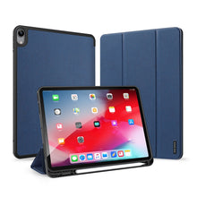 For iPad Air 2022 / 2020 10.9 DUX DUCIS Domo Series Horizontal Flip Magnetic TPU + PU Leather Case with Three-folding Holder & Pen Slot(Blue)