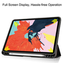 For iPad Air 2022 / 2020 10.9 Custer Texture TPU Horizontal Flip Leather Case with Sleep / Wake-up Function & Three-folding Holder & Pen Slot(Black)