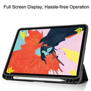 For iPad Air 2022 / 2020 10.9 Custer Texture TPU Horizontal Flip Leather Case with Sleep / Wake-up Function & Three-folding Holder & Pen Slot(Black)