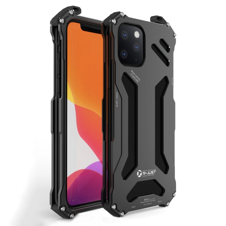 For iPhone 12 / 12 Pro R-JUST Shockproof Armor Metal Protective Case(Black)