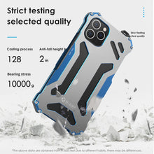 For iPhone 12 / 12 Pro R-JUST Shockproof Armor Metal Protective Case(Blue)