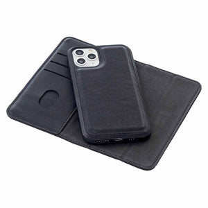 For iPhone 11 Pro 2 in 1 Detachable Magnetic Horizontal Flip Genuine Leather Case with Holder & Card Slots & Wallet(Black)