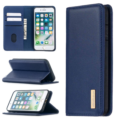 For iPhone 8 / 7 2 in 1 Detachable Magnetic Horizontal Flip Genuine Leather Case with Holder & Card Slots & Wallet(Blue)