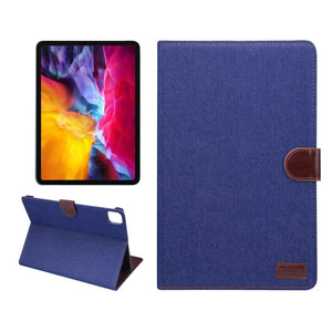 For iPad Air 2022 / 2020 10.9 Denim Texture PC Horizontal Flip Leather Protective Case, with Holder & Card Slots & Wallet & Photo Frame & Sleep / Wake-up Function(Dark Blue)