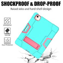 For iPad Air 2022 / 2020 10.9 Contrast Color Robot Shockproof Silicon + PC Protective Case with Holder & Pen Slot(Mint Green + Rose Red)
