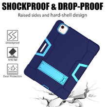 For iPad Air 2022 / 2020 10.9 Contrast Color Robot Shockproof Silicon + PC Protective Case with Holder & Pen Slot(Navy Blue + Blue)