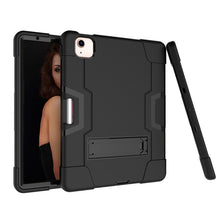 For iPad Air 2022 / 2020 10.9 Contrast Color Robot Shockproof Silicon + PC Protective Case with Holder & Pen Slot(Black)