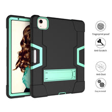 For iPad Air 2022 / 2020 10.9 Contrast Color Robot Shockproof Silicon + PC Protective Case with Holder & Pen Slot(Black + Mint Green)