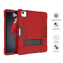 For iPad Air 2022 / 2020 10.9 Contrast Color Robot Shockproof Silicon + PC Protective Case with Holder & Pen Slot(Red + Black)