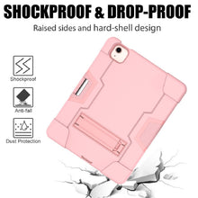 For iPad Air 2022 / 2020 10.9 Contrast Color Robot Shockproof Silicon + PC Protective Case with Holder & Pen Slot(Rose Gold)