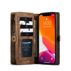 For iPhone 12 mini CaseMe-008 Detachable Multifunctional Horizontal Flip Leather Case with Card Slot & Holder & Zipper Wallet & Photo Frame(Brown)