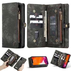 For iPhone 12 / 12 Pro CaseMe-008 Detachable Multifunctional Horizontal Flip Leather Case with Card Slot & Holder & Zipper Wallet & Photo Frame(Black)