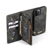 For iPhone 12 / 12 Pro CaseMe-008 Detachable Multifunctional Horizontal Flip Leather Case with Card Slot & Holder & Zipper Wallet & Photo Frame(Black)