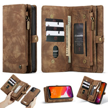 For iPhone 12 / 12 Pro CaseMe-008 Detachable Multifunctional Horizontal Flip Leather Case with Card Slot & Holder & Zipper Wallet & Photo Frame(Brown)