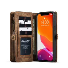 For iPhone 12 / 12 Pro CaseMe-008 Detachable Multifunctional Horizontal Flip Leather Case with Card Slot & Holder & Zipper Wallet & Photo Frame(Brown)