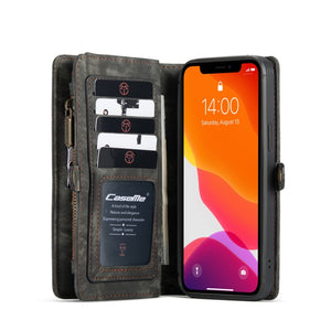 For iPhone 12 Pro Max CaseMe-008 Detachable Multifunctional Horizontal Flip Leather Case with Card Slot & Holder & Zipper Wallet & Photo Frame(Black)