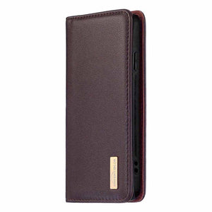 For iPhone 12 mini 2 in 1 Detachable Magnetic Horizontal Flip Genuine Leather Case with Holder & Card Slots & Wallet(Dark Brown)