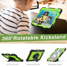 Shockproof Colorful Silicone + PC Protective Case with Holder & Shoulder Strap & Hand Strap & Pen Slot For iPad Air 2022 / 2020 10.9 (Black Yellow Green)