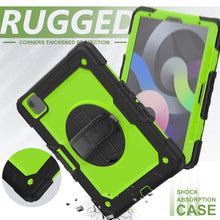 Shockproof Colorful Silicone + PC Protective Case with Holder & Shoulder Strap & Hand Strap & Pen Slot For iPad Air 2022 / 2020 10.9 (Black Yellow Green)