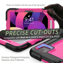 Shockproof Colorful Silicone + PC Protective Case with Holder & Shoulder Strap & Hand Strap & Pen Slot For iPad Air 2022 / 2020 10.9 (Black Rose Red)