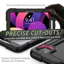 Shockproof Colorful Silicone + PC Protective Case with Holder & Shoulder Strap & Hand Strap & Pen Slot For iPad Air 2022 / 2020 10.9 (Black)