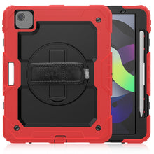 Shockproof Colorful Silicone + PC Protective Case with Holder & Shoulder Strap & Hand Strap & Pen Slot For iPad Air 2022 / 2020 10.9 (Red)
