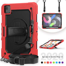 Shockproof Colorful Silicone + PC Protective Case with Holder & Shoulder Strap & Hand Strap & Pen Slot For iPad Air 2022 / 2020 10.9 (Red)