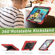 Shockproof Colorful Silicone + PC Protective Case with Holder & Shoulder Strap & Hand Strap & Pen Slot For iPad Air 2022 / 2020 10.9 (Red)