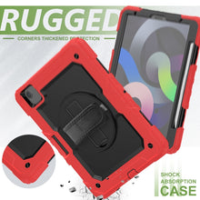 Shockproof Colorful Silicone + PC Protective Case with Holder & Shoulder Strap & Hand Strap & Pen Slot For iPad Air 2022 / 2020 10.9 (Red)