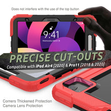 Shockproof Colorful Silicone + PC Protective Case with Holder & Shoulder Strap & Hand Strap & Pen Slot For iPad Air 2022 / 2020 10.9 (Red)