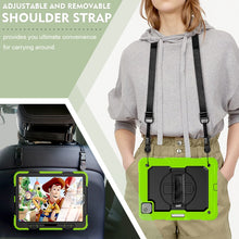 Shockproof Colorful Silicone + PC Protective Case with Holder & Shoulder Strap & Hand Strap & Pen Slot For iPad Air 2022 / 2020 10.9 (Yellow Green)