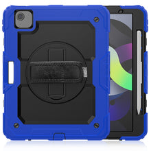 Shockproof Colorful Silicone + PC Protective Case with Holder & Shoulder Strap & Hand Strap & Pen Slot For iPad Air 2022 / 2020 10.9 (Blue)