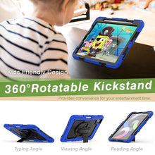 Shockproof Colorful Silicone + PC Protective Case with Holder & Shoulder Strap & Hand Strap & Pen Slot For iPad Air 2022 / 2020 10.9 (Blue)