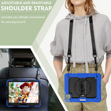 Shockproof Colorful Silicone + PC Protective Case with Holder & Shoulder Strap & Hand Strap & Pen Slot For iPad Air 2022 / 2020 10.9 (Blue)