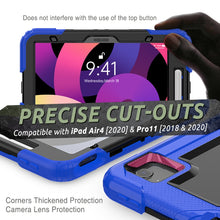 Shockproof Colorful Silicone + PC Protective Case with Holder & Shoulder Strap & Hand Strap & Pen Slot For iPad Air 2022 / 2020 10.9 (Blue)