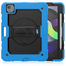 Shockproof Colorful Silicone + PC Protective Case with Holder & Shoulder Strap & Hand Strap & Pen Slot For iPad Air 2022 / 2020 10.9 (Light Blue)