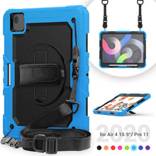 Shockproof Colorful Silicone + PC Protective Case with Holder & Shoulder Strap & Hand Strap & Pen Slot For iPad Air 2022 / 2020 10.9 (Light Blue)
