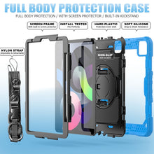 Shockproof Colorful Silicone + PC Protective Case with Holder & Shoulder Strap & Hand Strap & Pen Slot For iPad Air 2022 / 2020 10.9 (Light Blue)