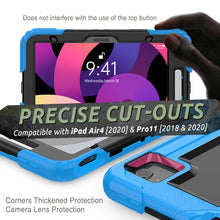 Shockproof Colorful Silicone + PC Protective Case with Holder & Shoulder Strap & Hand Strap & Pen Slot For iPad Air 2022 / 2020 10.9 (Light Blue)