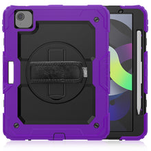 Shockproof Colorful Silicone + PC Protective Case with Holder & Shoulder Strap & Hand Strap & Pen Slot For iPad Air 2022 / 2020 10.9 (Purple)