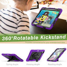 Shockproof Colorful Silicone + PC Protective Case with Holder & Shoulder Strap & Hand Strap & Pen Slot For iPad Air 2022 / 2020 10.9 (Purple)